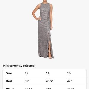 ALEX EVENINGS Gray lace and Sequins ruffle side decor mother of the Bride weddin